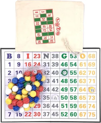 Vista 4 de Tapp Collections Juego de números de bolas para rifas (1-100), bolas con superficie plana + tablero de ajedrez plegable + bolsa de lona con cordón