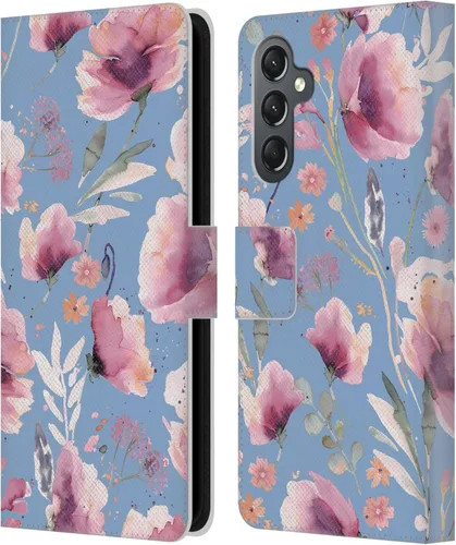 Vista 209 de Head Case Designs Officially Licensed Ninola Abstract Poppies Lilac Floral Leather Wallet Case Compatible with Samsung Galaxy A07 4G