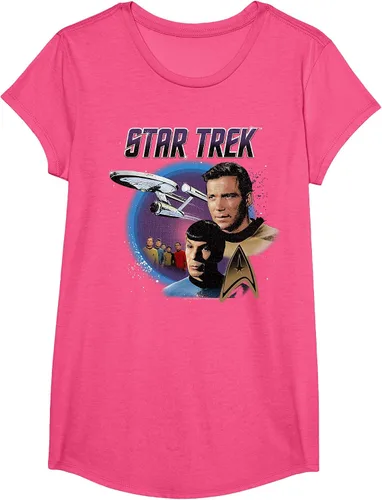 Vista 34 de Star Trek Original Series Vintage Enterprise T-Shirt Baby Blue