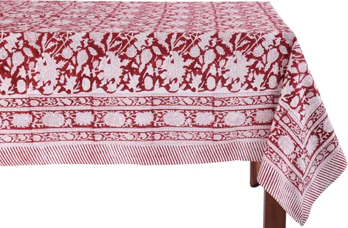 Vista 21 de ATOSII Mantel 100% algodón, Amara, floral, hecho a mano, rectangular, de lino, para cocina, comedor, fiestas, bodas, exteriores, picnics, Pascua