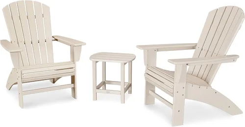 Vista 13 de POLYWOOD Juego de sillas Adirondack de 3 piezas náuticas con mesa auxiliar Aruba