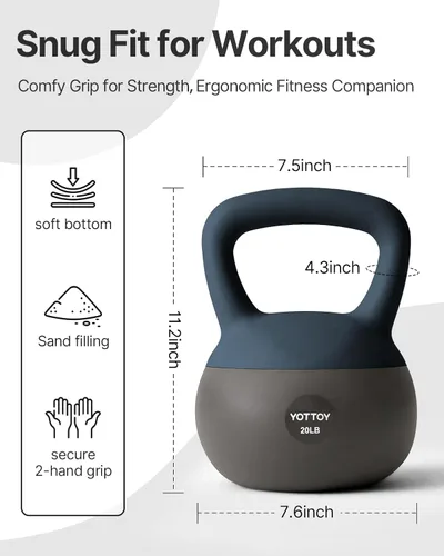 Vista 8 de YOTTOY Pesa rusa suave, juego para entrenamiento de fuerza y entrenamientos en casa, base acolchada de lados suaves, mango ancho, ideal