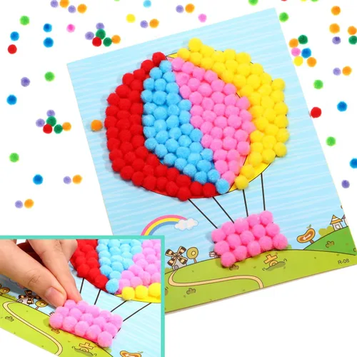Vista 3 de Shappy 2000 mini pompones de 0.3 in para manualidades y artes, colores Colores variados