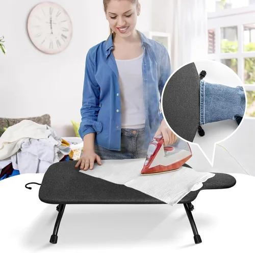 Vista 7 de Duwee Tabla de planchar de mesa de 15 x 30 pulgadas extra ancha con cubierta resistente al calor, almohadilla de fieltro y espuma de doble capa