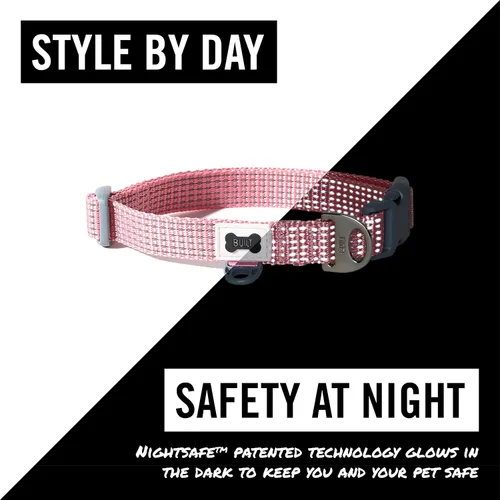 Vista 2 de BUILT Pet Nightsafe - Collar para perro pequeño, rosa y gris