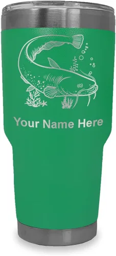 Vista 20 de LaserGram Vaso aislado al vacío de 20 onzas, bagre, grabado personalizado incluido (negro)