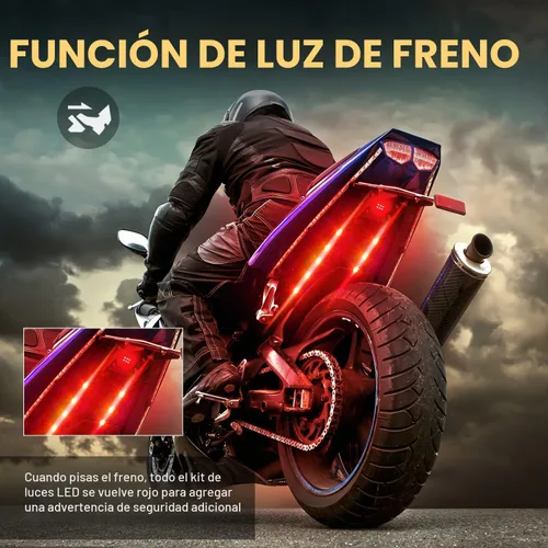 Vista 6 de Nilight Juego de 8 tiras de luces LED RGB para motocicleta, luces de atmósfera impermeables de neón multicolor con control remoto inteligente