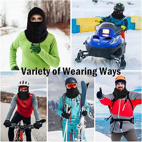 Vista 4 de Pasamontañas a prueba de viento para invierno, máscara de esquí de forro polar cálido para hombres y mujeres, clima frío, motocicleta, ciclismo