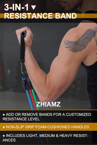 Vista 4 de Resistance Bands with Handles, Single Resistance Bands, Exercise Bands with Handles, for Resistance Training, Physical Therapy, Home Workouts