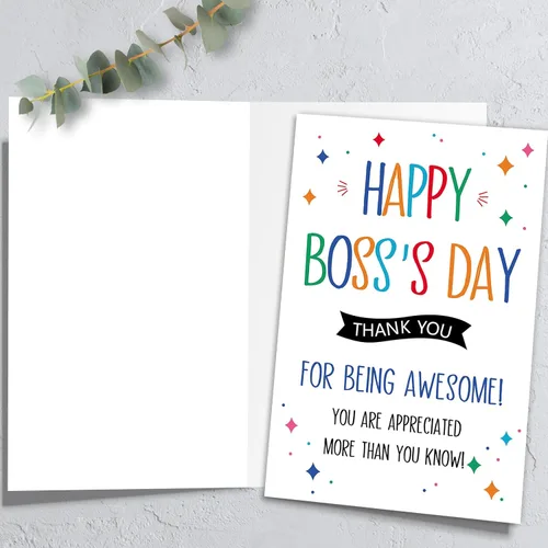 Vista 2 de Tarjeta del día del jefe, regalos del día del jefe para mujeres y hombres, tarjeta de regalo feliz del día del jefe para jefe de empleados