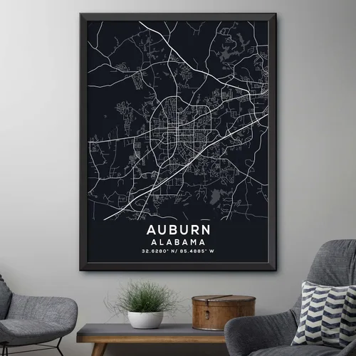 Vista 4 de Map of Auburn, Alabama, Evening (18x24)