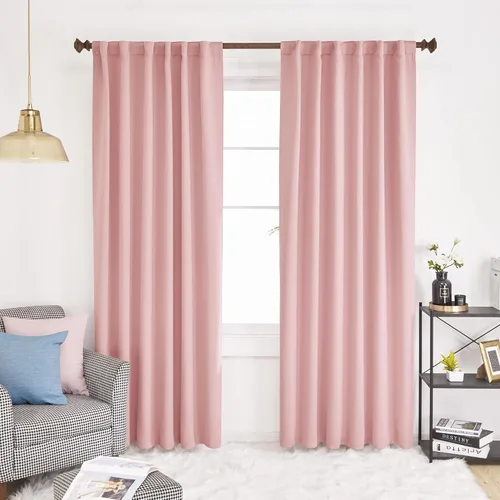 Vista 7 de KEMCO Cortinas opacas con pestaña trasera y bolsillo para barra, cortinas opacas con aislamiento térmico sólido para sala de estar, dormitorio