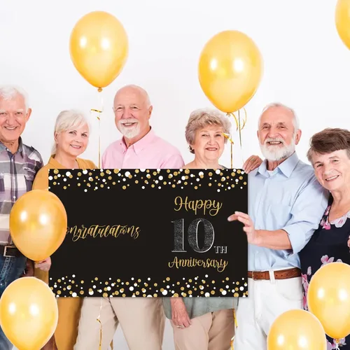 Vista 7 de Idealmuzik Tarjeta Jumbo de Feliz 10º Aniversario – Tarjeta de Felicitación de Congratulaciones Grande Plegada de 14x22 Pulgadas con Sobre, Tarjeta