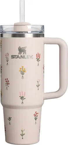 Vista 184 de STANLEY Quencher H2.0 Vaso Térmico con asa y pajilla, 64 onzas, tapa Flowstate de 3 posiciones, gran capacidad para viajes y deportes, vaso de acero