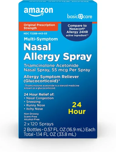 Vista 8 de Amazon Basic Care - Spray nasal de triamcinolona acetónido para alergias de múltiples síntomas, 0.37 fl oz (paquete de 1)