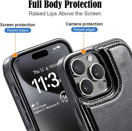 Vista 4 de Funda tipo cartera personalizada para iPhone 16/15/11/12/13/XR/X/XS SE Pro Max Mini con soporte para tarjetas, texto de imagen personalizada, a