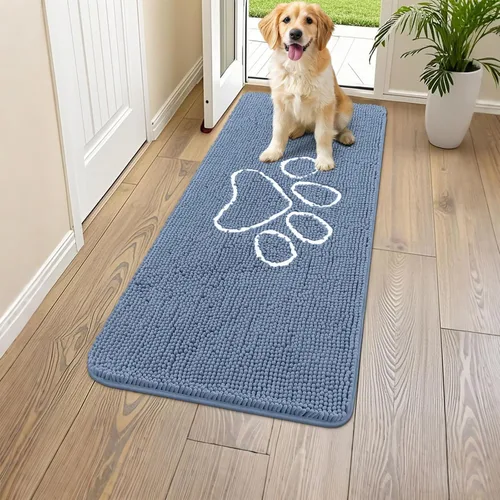Vista 65 de Smiry Tapete para puerta de perro para patas fangosas, absorbente y Gris y negro