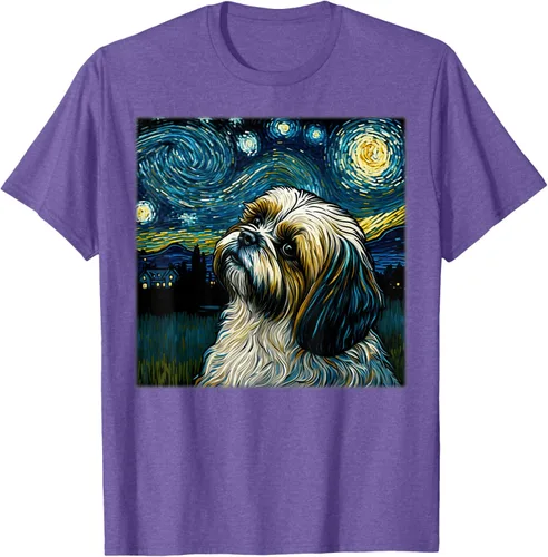 Vista 5 de Camiseta Surrealism Starry Night Shih Tzu Dog