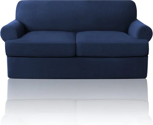 Vista 77 de PrinceDeco Fundas elásticas para sillón de 2 piezas, fundas de sofá para sillas con cojines en forma de T, fundas suaves para muebles con 1 funda
