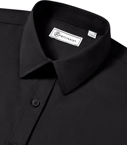 Vista 5 de siliteelon Camisas con botones para mujer: camisa de vestir de manga larga sin arrugas, ajuste clásico, con cuello, color sólido, formal