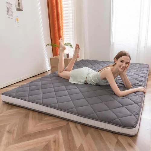 Vista 9 de MAXYOYO Colchón de suelo tipo futón japonés, cubrecolchón extra grueso para cama individual, enrollable, plegable, esterilla única, patrón de Negro