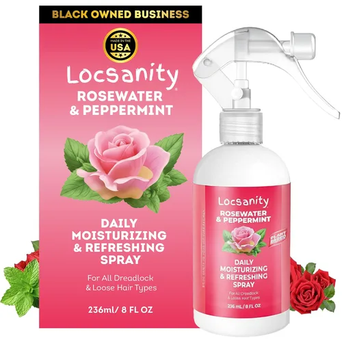 Vista 11 de Locsanity Spray hidratante diario de agua de rosas y menta, tamaño de prueba, spray hidratante para rastas, para nutrir el cuero cabelludo