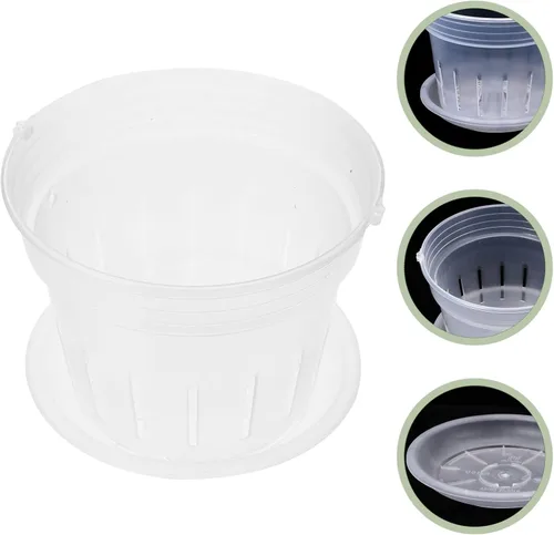 Vista 9 de DOITOOL Plantas de interior macetas de orquídeas, macetas de plástico para orquídeas con agujeros y platillos, macetas de orquídeas transparentes