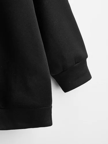 Vista 4 de MakeMeChic Sudadera con capucha de manga larga con cremallera y cordón de gran tamaño para mujer