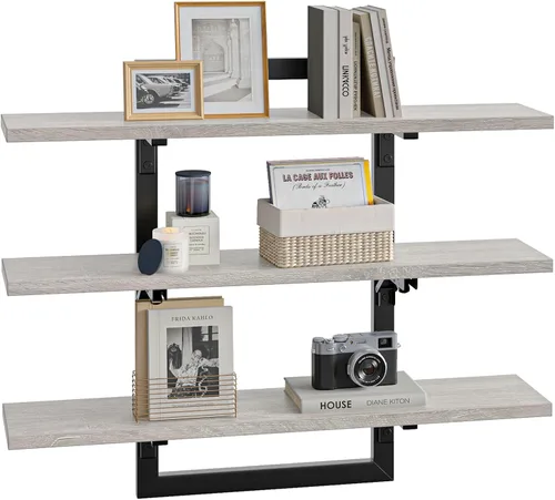 Vista 8 de Bestier - Estantes flotantes para pared, estantes de cocina de 32 pulgadas montados en la pared, estante de barra de café de 3 niveles con soportes