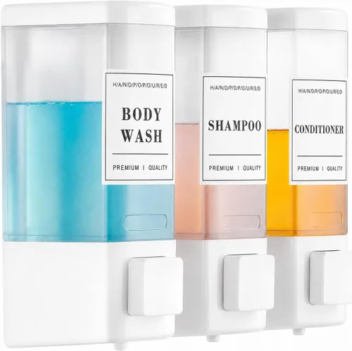 Vista 11 de Dispensador de champú y acondicionador para ducha, 2 cámaras, negro Dm25-negro