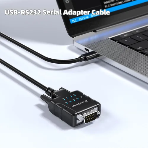 Vista 3 de DriverGenius Convertidor de adaptador industrial USB tipo C a serie RS232 DB9 con 9 x LEDs - Win11/10, MacOS