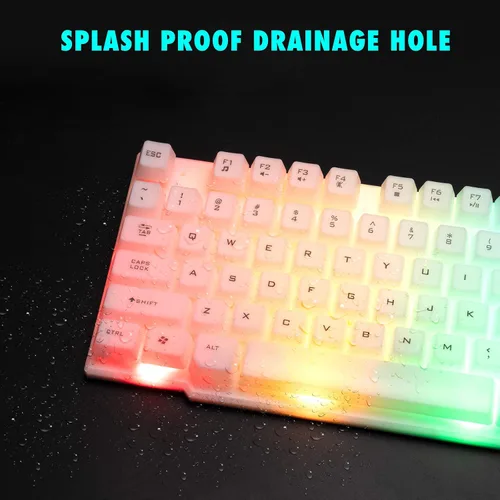 Vista 6 de CHONCHOW Combo de teclado y mouse RGB para juegos teclado iluminado por USB juego de mouse con retroiluminación LED arcoíris para computadora