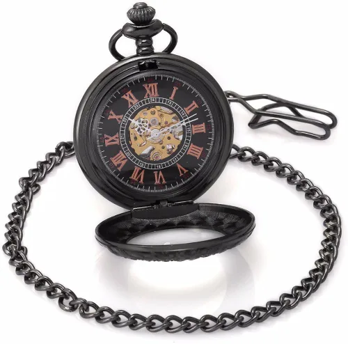 Vista 4 de Carrie Hughes Mens Vintage Mechanical Pocket Watch with Chain Dad Gift Grandpa Gift