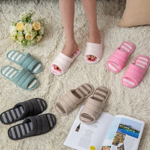 Vista 2 de OanKhunera Pantuflas de punta abierta para mujer, cómodas pantuflas de casa para mujer, de espuma viscoelástica, cómodas y suaves, acogedoras
