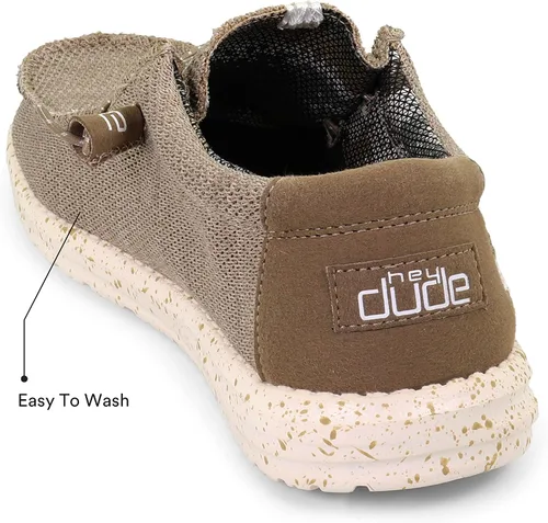 Vista 6 de Hey Dude Wally Sox Slate - Mocasines con cordones para hombre, cómodos y ligeros, Camello