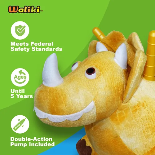 Vista 2 de WALIKI Caballo Saltarín Inflable Caballo Inflable de Salto para Niños Caballo de Salto (Triceratops)