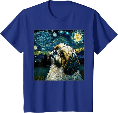 Vista 37 de Camiseta Surrealism Starry Night Shih Tzu Dog
