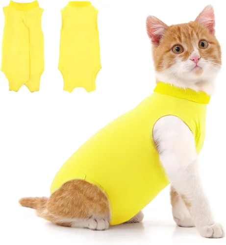 Vista 12 de Traje de recuperación para gatos para heridas abdominales o enfermedades de la piel, mameluco de gato para gatos después de la cirugía, traje
