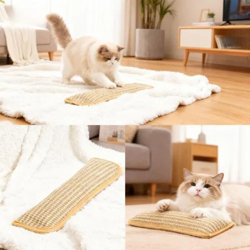 Vista 5 de Almohada con hierba gatera - Juguetes orgánicos para Gatos con hierba gatera, cuerda masticable resistente para Gatos, juguete interactivo