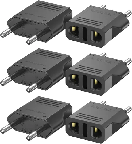 Vista 20 de Travel Adapter, 8 Pack of US/CA to European Plug Adapter Travel Power Plug Universal Power Jack Wall Plug Converter (Black)