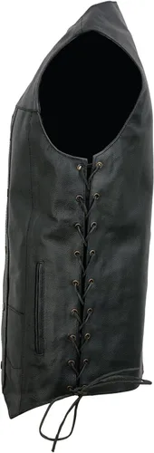 Vista 8 de EVENT LEATHER EL5391TALL - Chaleco de cuero negro para hombre, tallas altas con 10 bolsillos, chalecos de motocicleta para adultos
