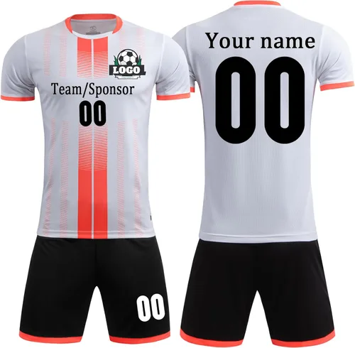 Vista 8 de Camisetas de fútbol personalizadas para niños, hombres y mujeres, camiseta y pantalones cortos de fútbol personalizados, uniformes de fútbol