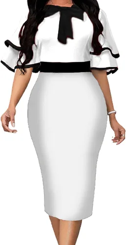 Vista 2 de Xinlees Elegante vestido de lápiz para mujer, vestido casual por debajo de la rodilla, vestido sexy de negocios