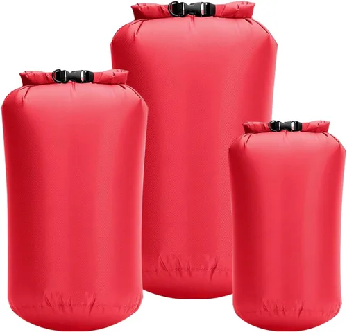 Vista 8 de Bolsas secas impermeables, paquete de 3 (5 L, 10 L, 20 litros), bolsas de almacenamiento ligeras e impermeables para viajes, canotaje, pesca