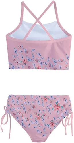 Vista 2 de PattyCandy Conjunto de bikini tankini para niñas pequeñas y pequeñas, diseño de unicornio, princesa, arcoíris