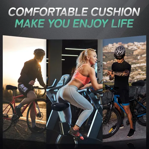 Vista 6 de MEENCOOL Bike Seat Cushion - Gel Padded Bike Seat Cover for Men Women Comfort, Adjustable Velcro Secure Bicycle Seat Cushion Compatible with