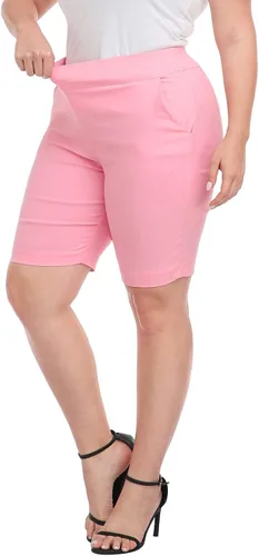 Vista 5 de HDE Women's Plus Size Bermuda Shorts Mid Rise 10" Inseam Shorts with Pockets