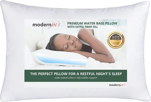 Vista 8 de Modern Joes - Almohada de agua de lujo, tamaño Queen con doble borde ribeteado, soporte ortopédico totalmente ajustable, almohada a base de agua