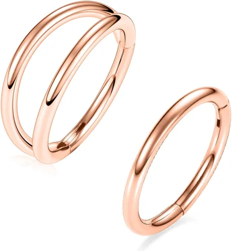 Vista 19 de GAGABODY 2 piercings para la nariz, calibre 20G, 18G, 16G, 14G, 12G, 10G, 8G, acero quirúrgico, tabique, cartílago, hélice, trago, concha, daith