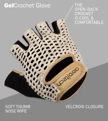 Vista 3 de AEROTECHDESIGNS Guantes de ciclismo de ganchillo Palmas acolchadas de gel extra gruesas Cuero natural y algodón